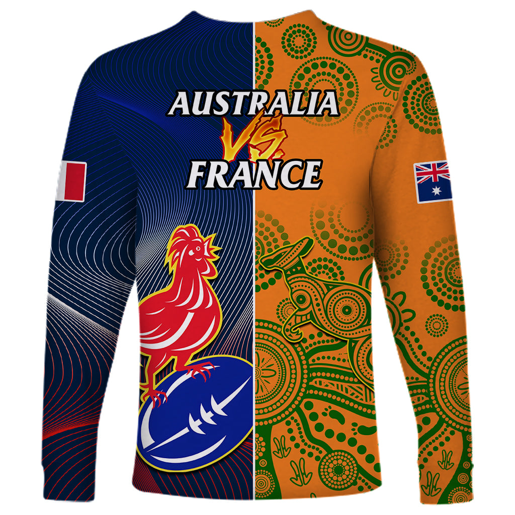 France And Australia Rugby Long Sleeve Shirt 2023 World Cup Le Bleus Wallabies Together LT14 - Polynesian Pride