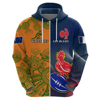 Custom France And Australia Rugby Hoodie 2023 World Cup Le Bleus Wallabies Together LT14 - Polynesian Pride
