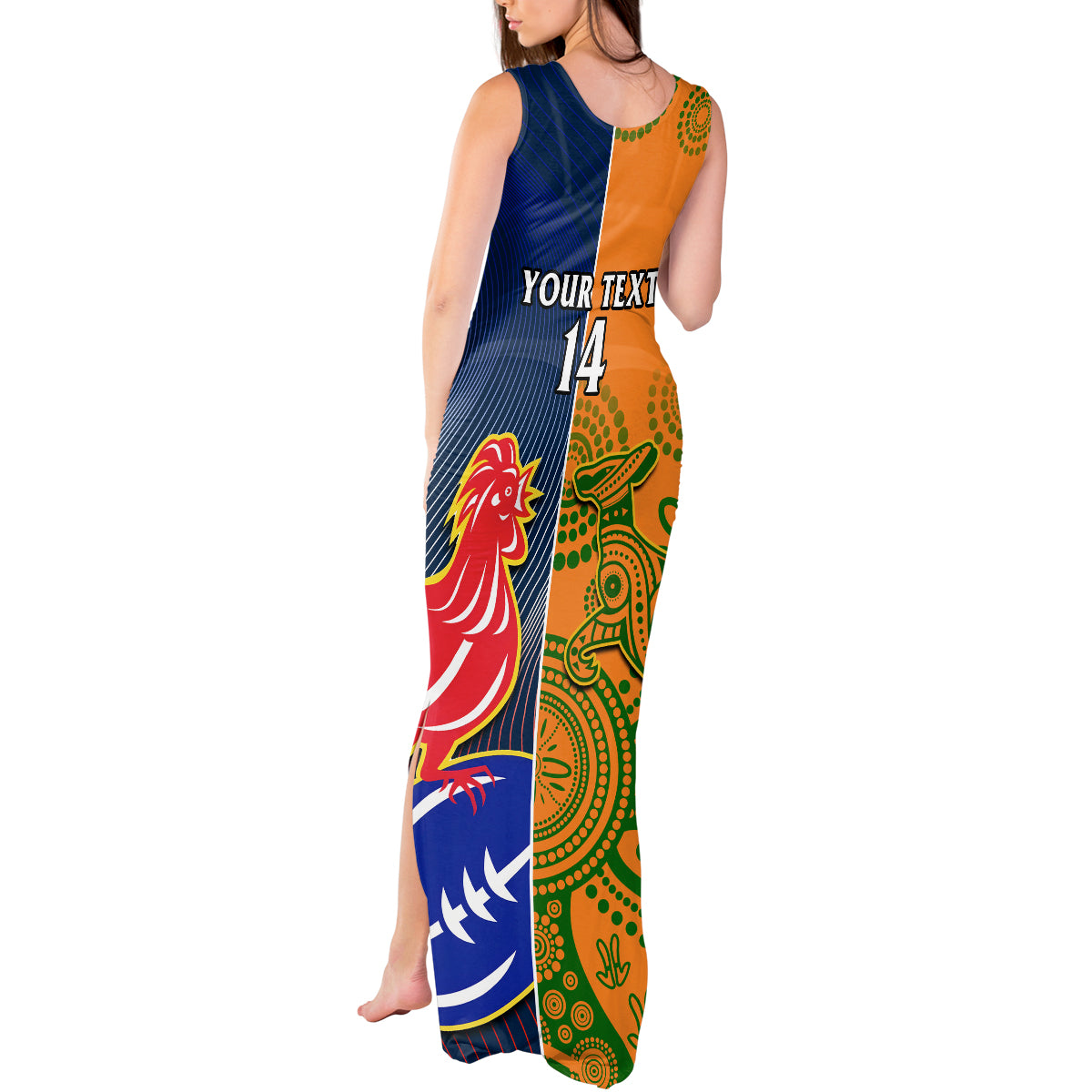 Custom France And Australia Rugby Tank Maxi Dress 2023 World Cup Le Bleus Wallabies Together LT14 - Polynesian Pride