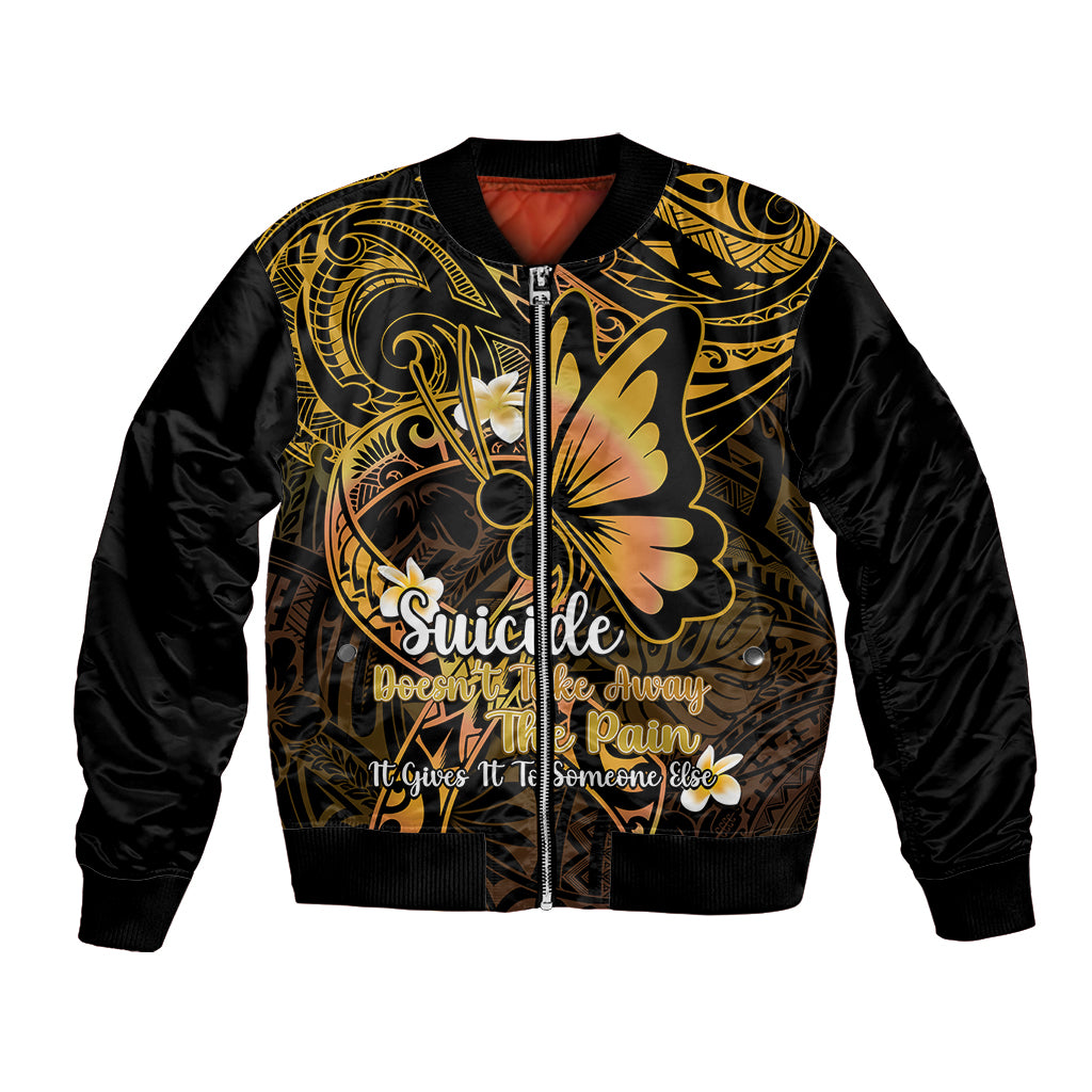 Polynesia Suicide Prevention Awareness Bomber Jacket Your Life Is Worth Living For Polynesian Gold Pattern LT14 Unisex Gold - Polynesian Pride