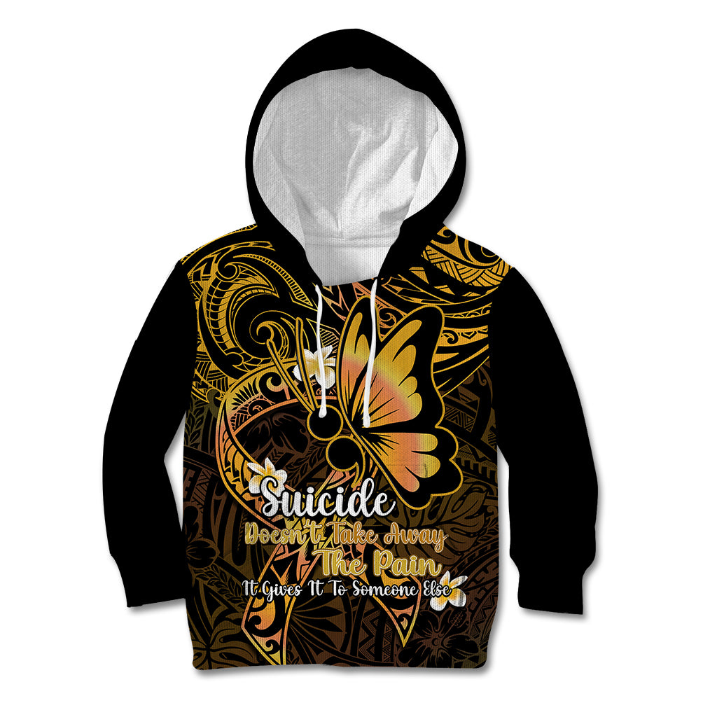 Polynesia Suicide Prevention Awareness Kid Hoodie Your Life Is Worth Living For Polynesian Gold Pattern LT14 Hoodie Gold - Polynesian Pride