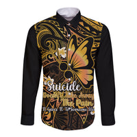 Polynesia Suicide Prevention Awareness Long Sleeve Button Shirt Your Life Is Worth Living For Polynesian Gold Pattern LT14 Unisex Gold - Polynesian Pride