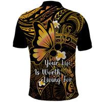 Polynesia Suicide Prevention Awareness Polo Shirt Your Life Is Worth Living For Polynesian Gold Pattern LT14 - Polynesian Pride
