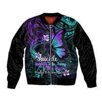 Polynesia Suicide Prevention Awareness Bomber Jacket Your Life Is Worth Living For Polynesian Purple Pattern LT14 Unisex Purple - Polynesian Pride