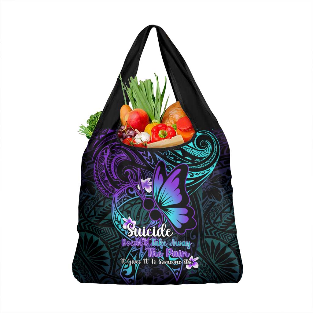 Polynesia Suicide Prevention Awareness Grocery Bag Your Life Is Worth Living For Polynesian Purple