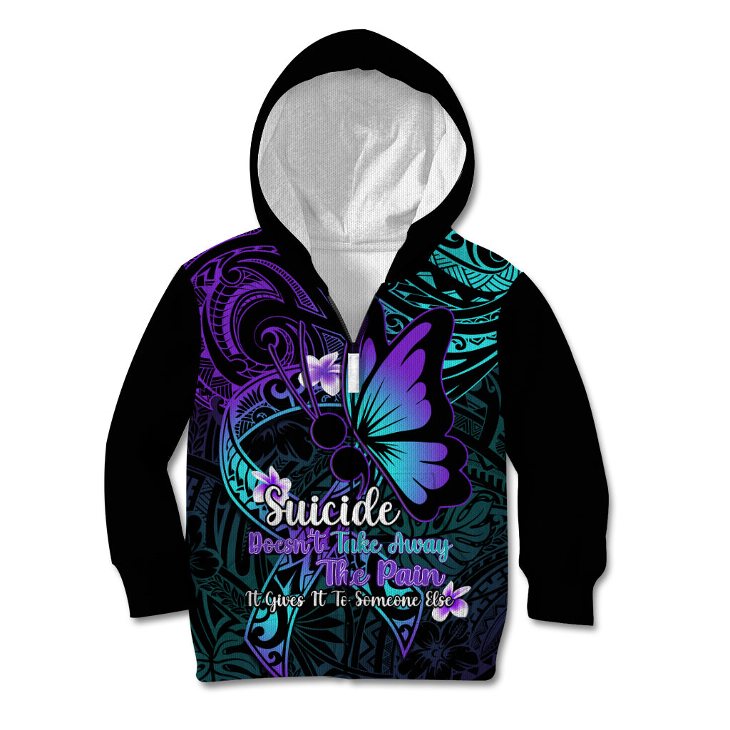 Polynesia Suicide Prevention Awareness Kid Hoodie Your Life Is Worth Living For Polynesian Purple Pattern LT14 Zip Hoodie Purple - Polynesian Pride