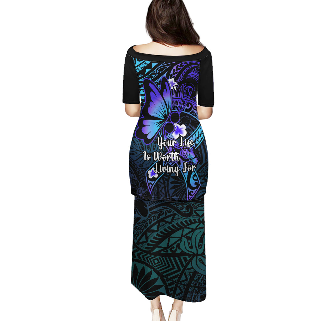 Polynesia Suicide Prevention Awareness Puletasi Your Life Is Worth Living For Polynesian Purple Pattern LT14 - Polynesian Pride