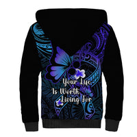 Polynesia Suicide Prevention Awareness Sherpa Hoodie Your Life Is Worth Living For Polynesian Purple Pattern LT14 - Polynesian Pride