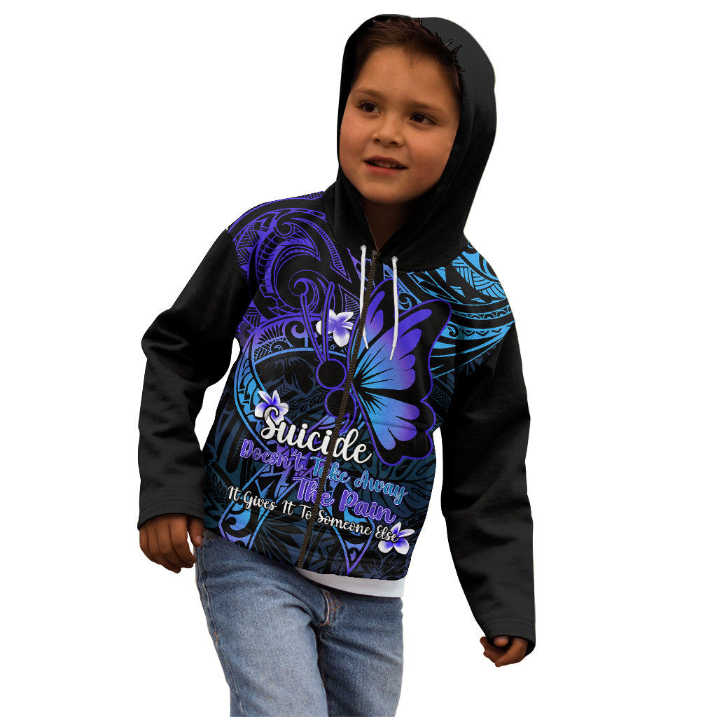 Polynesia Suicide Prevention Awareness Kid Hoodie Your Life Is Worth Living For Polynesian Blue Pattern LT14 - Polynesian Pride