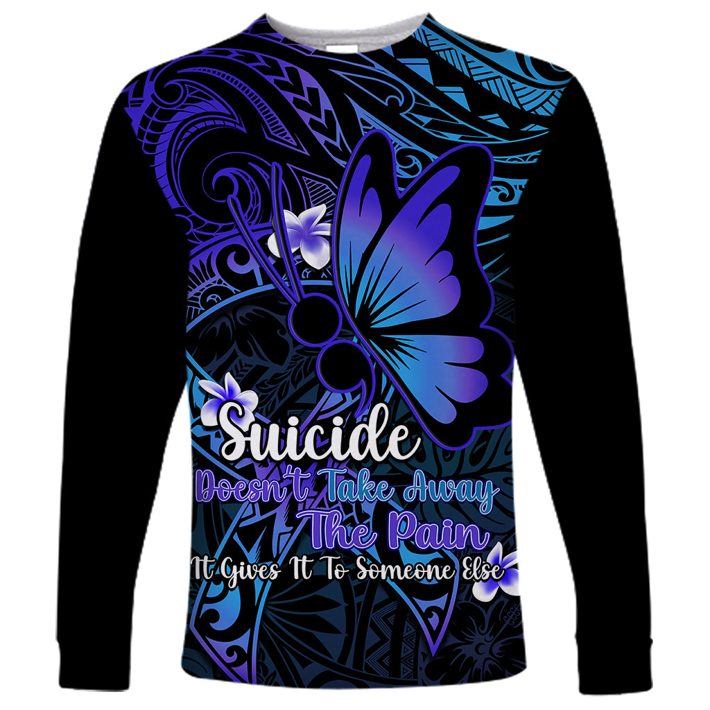 Polynesia Suicide Prevention Awareness Long Sleeve Shirt Your Life Is Worth Living For Polynesian Blue Pattern LT14 Unisex Blue - Polynesian Pride