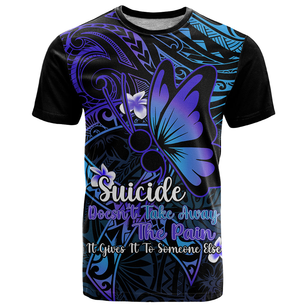 Polynesia Suicide Prevention Awareness T Shirt Your Life Is Worth Living For Polynesian Blue Pattern LT14 Blue - Polynesian Pride