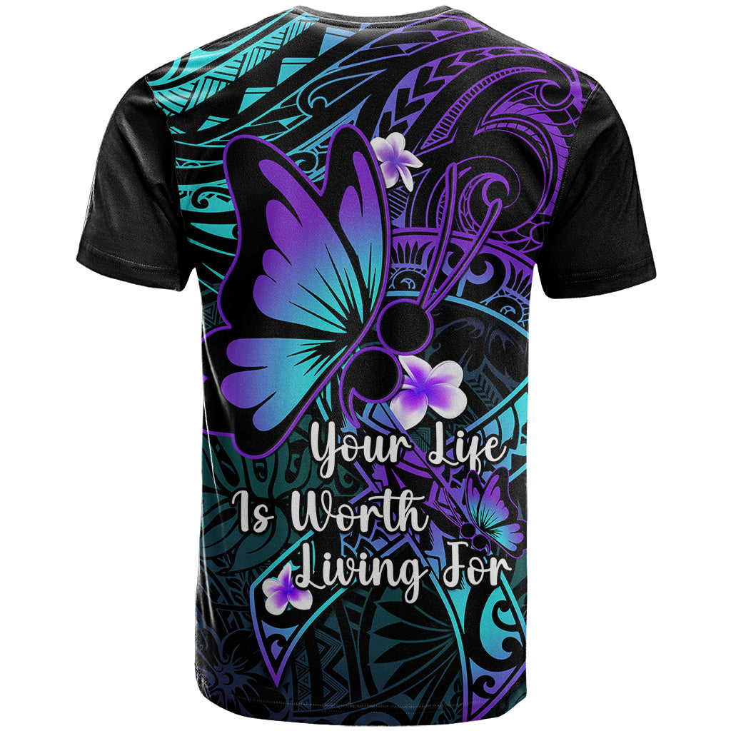 Polynesia Suicide Prevention Awareness T Shirt Your Life Is Worth Living For Polynesian Blue Pattern LT14 - Polynesian Pride