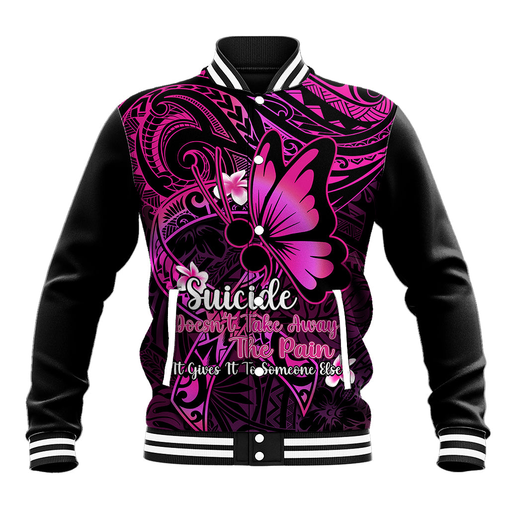 Polynesia Suicide Prevention Awareness Baseball Jacket Your Life Is Worth Living For Polynesian Pink Pattern LT14 Unisex Pink - Polynesian Pride