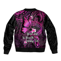 Polynesia Suicide Prevention Awareness Bomber Jacket Your Life Is Worth Living For Polynesian Pink Pattern LT14 - Polynesian Pride