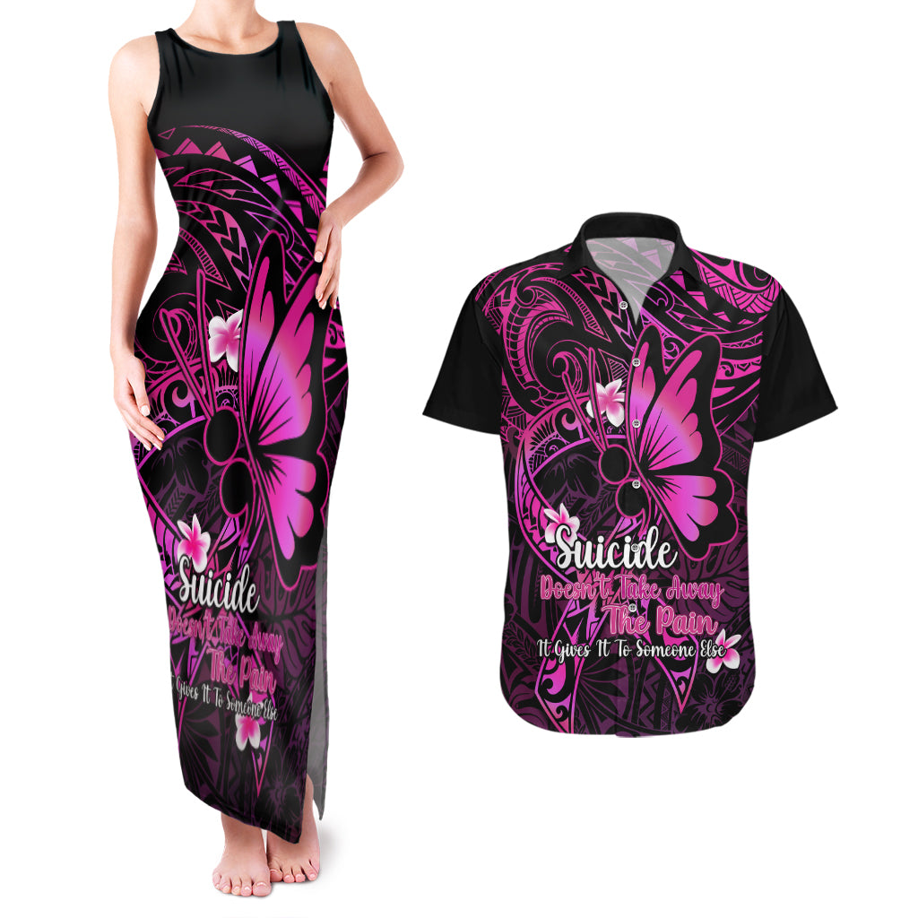Polynesia Suicide Prevention Awareness Couples Matching Tank Maxi Dress and Hawaiian Shirt Your Life Is Worth Living For Polynesian Pink Pattern LT14 Pink - Polynesian Pride