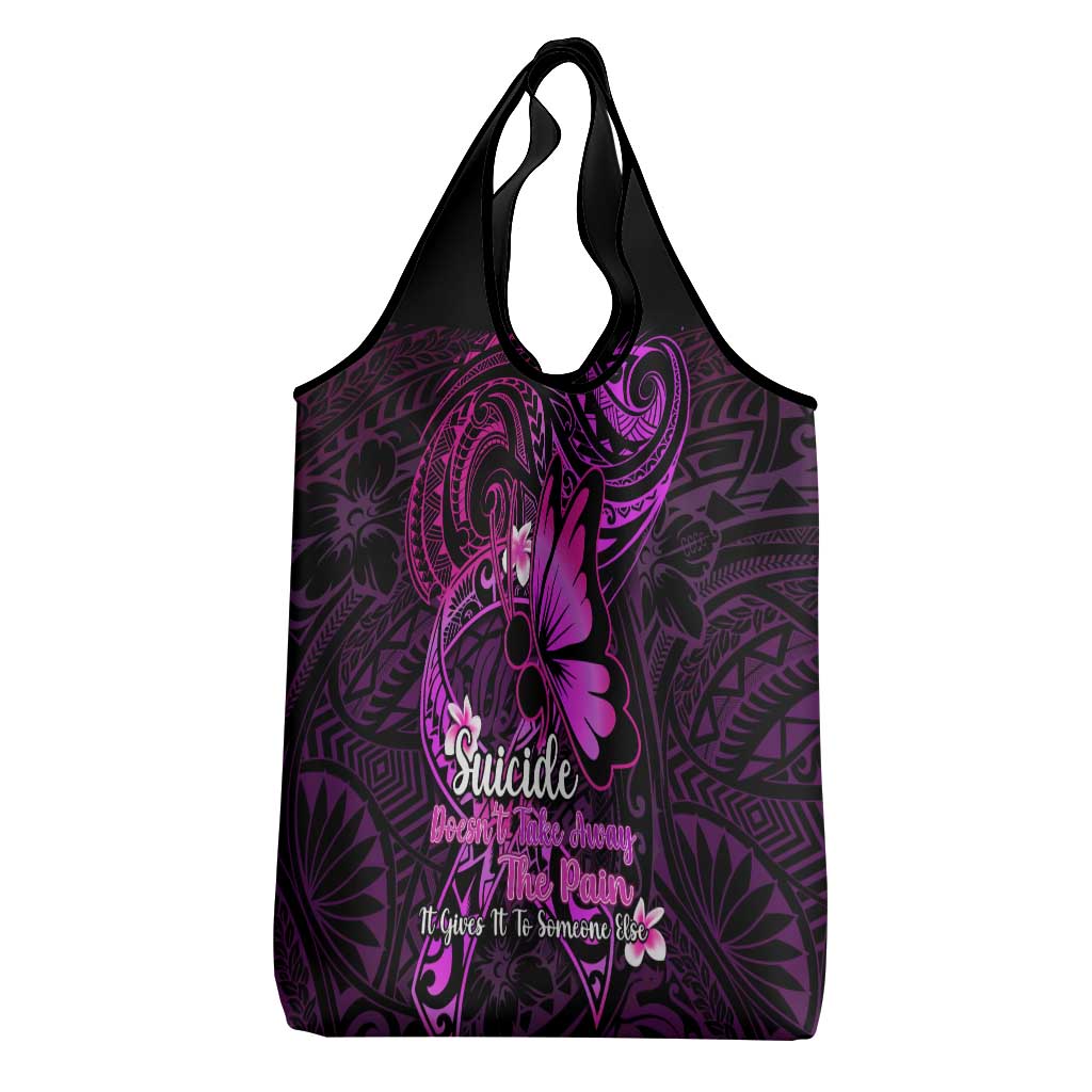 Polynesia Suicide Prevention Awareness Grocery Bag Your Life Is Worth Living For Polynesian Pink