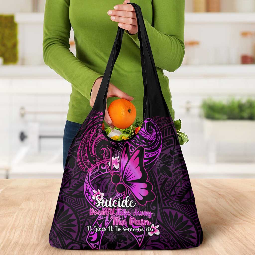 Polynesia Suicide Prevention Awareness Grocery Bag Your Life Is Worth Living For Polynesian Pink