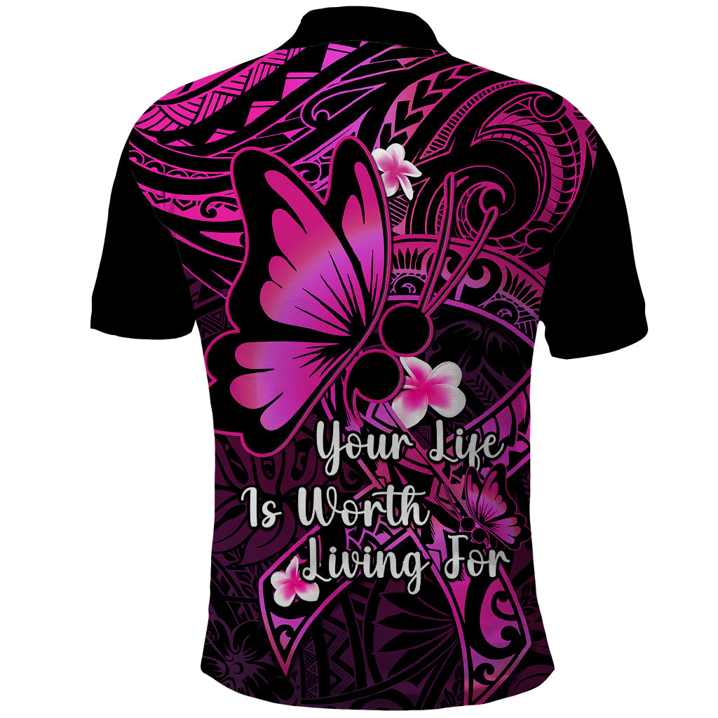 Polynesia Suicide Prevention Awareness Polo Shirt Your Life Is Worth Living For Polynesian Pink Pattern LT14 - Polynesian Pride