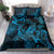 New Zealand Tuatara Bedding Set Aotearoa Maori Clematis Flowers - Blue