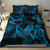 New Zealand Tuatara Bedding Set Aotearoa Maori Clematis Flowers - Blue