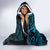 New Zealand Tuatara Hooded Blanket Aotearoa Maori Clematis Flowers - Blue