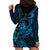 New Zealand Tuatara Hoodie Dress Aotearoa Maori Clematis Flowers - Blue