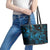 New Zealand Tuatara Leather Tote Bag Aotearoa Maori Clematis Flowers - Blue