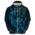 New Zealand Tuatara Zip Hoodie Aotearoa Maori Clematis Flowers - Blue