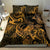 New Zealand Tuatara Bedding Set Aotearoa Maori Clematis Flowers - Gold