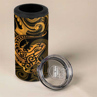 New Zealand Tuatara 4 in 1 Can Cooler Tumbler Aotearoa Maori Clematis Flowers - Gold LT14 - Polynesian Pride