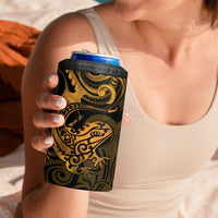 New Zealand Tuatara 4 in 1 Can Cooler Tumbler Aotearoa Maori Clematis Flowers - Gold LT14 - Polynesian Pride