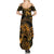 New Zealand Tuatara Summer Maxi Dress Aotearoa Maori Clematis Flowers - Gold