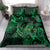 New Zealand Tuatara Bedding Set Aotearoa Maori Clematis Flowers - Green