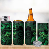 New Zealand Tuatara 4 in 1 Can Cooler Tumbler Aotearoa Maori Clematis Flowers - Green LT14 - Polynesian Pride