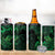 New Zealand Tuatara 4 in 1 Can Cooler Tumbler Aotearoa Maori Clematis Flowers - Green