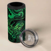 New Zealand Tuatara 4 in 1 Can Cooler Tumbler Aotearoa Maori Clematis Flowers - Green LT14 - Polynesian Pride