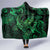 New Zealand Tuatara Hooded Blanket Aotearoa Maori Clematis Flowers - Green