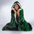 New Zealand Tuatara Hooded Blanket Aotearoa Maori Clematis Flowers - Green