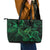 New Zealand Tuatara Leather Tote Bag Aotearoa Maori Clematis Flowers - Green