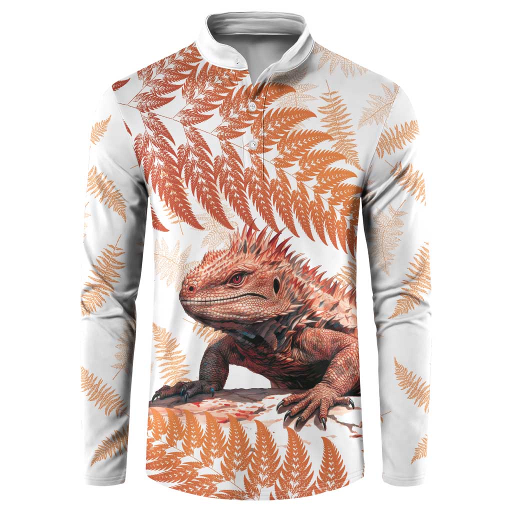Red New Zealand Tuatara Button Sweatshirt Aotearoa Sphenodon Punctatus Silver Fern