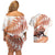 Red New Zealand Tuatara Couples Matching Off Shoulder Short Dress and Hawaiian Shirt Aotearoa Sphenodon Punctatus Silver Fern