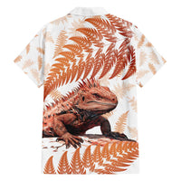 Red New Zealand Tuatara Family Matching Long Sleeve Bodycon Dress and Hawaiian Shirt Aotearoa Sphenodon Punctatus Silver Fern LT14 - Polynesian Pride