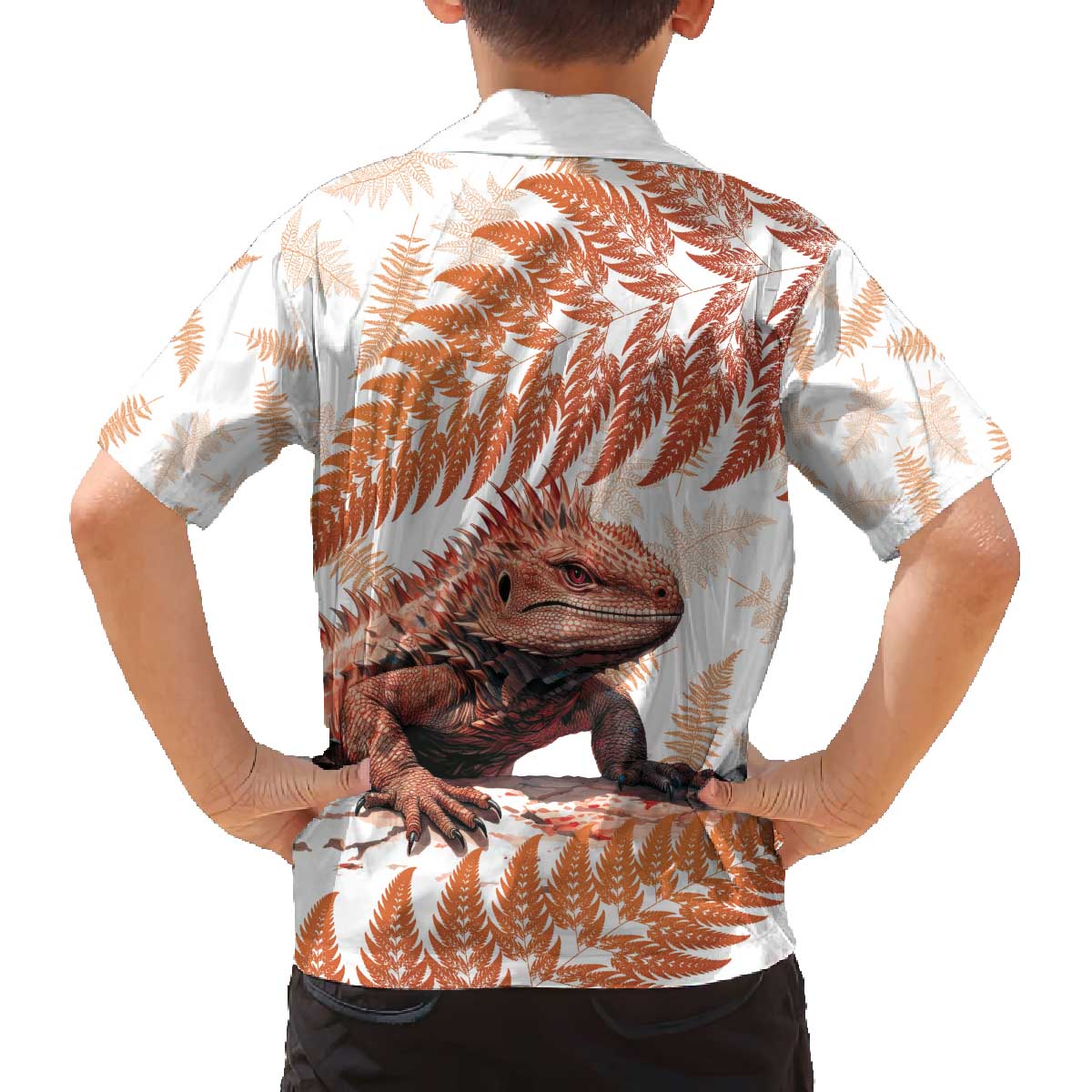 Red New Zealand Tuatara Family Matching Puletasi and Hawaiian Shirt Aotearoa Sphenodon Punctatus Silver Fern LT14 - Polynesian Pride