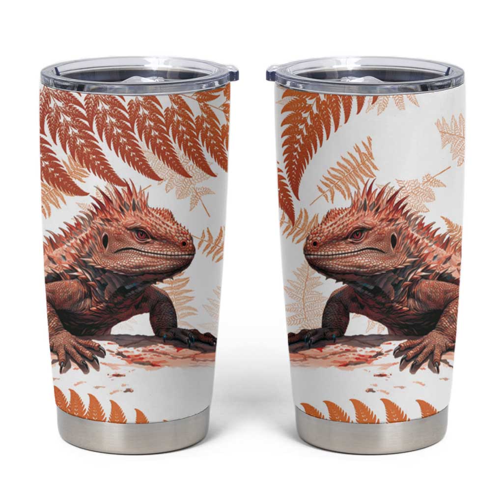 Red New Zealand Tuatara Tumbler Cup Aotearoa Sphenodon Punctatus Silver Fern