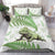 Green New Zealand Tuatara Bedding Set Aotearoa Sphenodon Punctatus Silver Fern