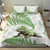 Green New Zealand Tuatara Bedding Set Aotearoa Sphenodon Punctatus Silver Fern