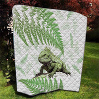 Green New Zealand Tuatara Quilt Aotearoa Sphenodon Punctatus Silver Fern LT14 - Polynesian Pride