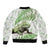 Green New Zealand Tuatara Sleeve Zip Bomber Jacket Aotearoa Sphenodon Punctatus Silver Fern