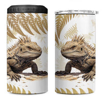 Gold New Zealand Tuatara 4 in 1 Can Cooler Tumbler Aotearoa Sphenodon Punctatus Silver Fern LT14 One Size: 16 oz Gold - Polynesian Pride