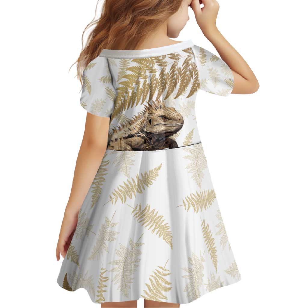 Gold New Zealand Tuatara Family Matching Mermaid Dress and Hawaiian Shirt Aotearoa Sphenodon Punctatus Silver Fern LT14 - Polynesian Pride